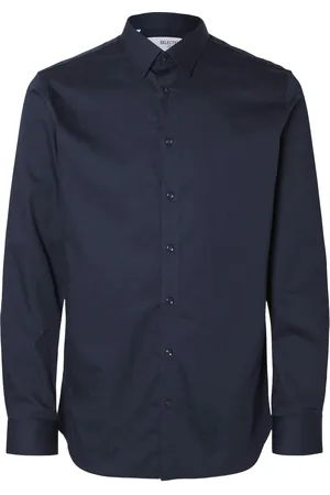 SELECTED Slhslim-Performance Shirt Ls Noos Tops Shirts Business Navy