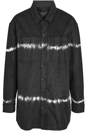 Noisy May Nmalva L/S Tie Die Denim Shacket Vi490Bl Jakke Denimjakke Black