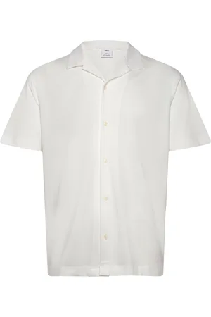 MANGO Bowling Collar Cotton Shirt Tops Shirts Short-sleeved White