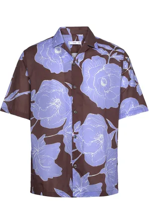 MANGO Regular-Fit Printed Cotton Shirt Tops Shirts Short-sleeved Brown