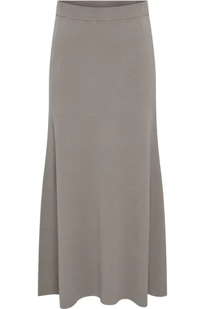 Y.A.S Fonny Hw Ankle Knit Skirt S. Noos Skirts Knee-length & Midi Skirts Grey