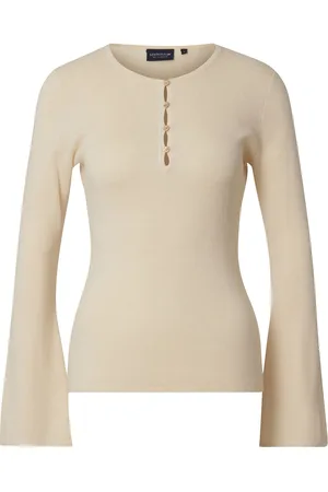 Lexington Ellinor Merino Wool Blend Knitted Sweater Tops Knitwear Jumpers Cream