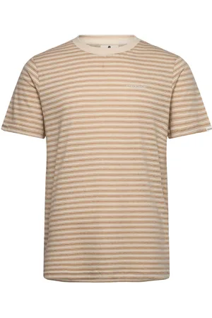 Anerkjendt Akrod S/S Cot/Linen Stripe Tee Tops T-Kortærmet Skjorte Beige