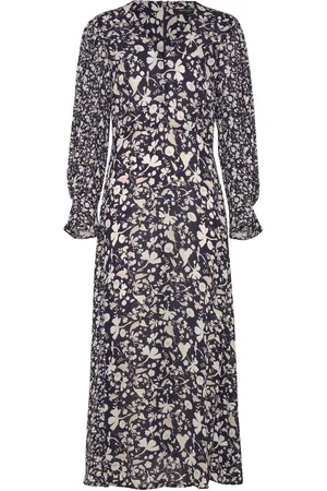 French Connection Jeannie Chiara Drape Midi Dres Knælang Kjole Black
