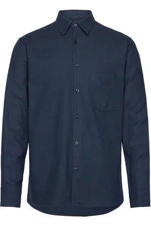 Mads Norgaard Alaska Flannel Sune Shirt Tops Shirts Casual Navy