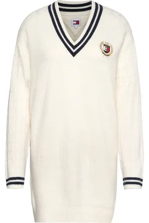 Tommy Hilfiger Tjw Crest Sweater Dress Dresses Knitted Dresses White