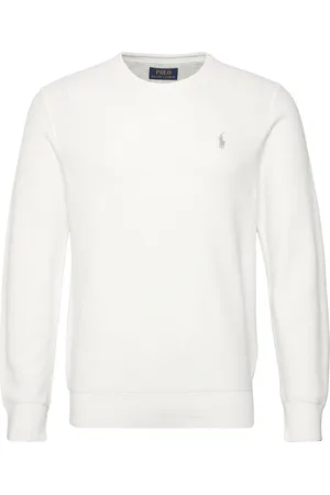 Ralph Lauren Textured Cotton Crewneck Sweater Tops Knitwear Round Necks White