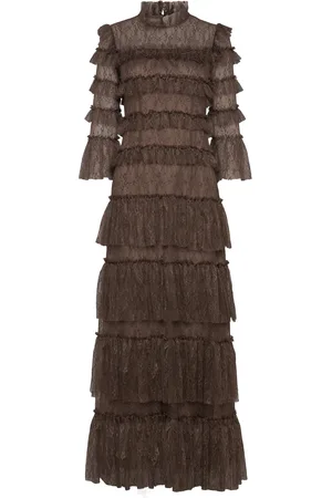 By Malina Carmine Long Sleeve Lace Maxi Dress Maxikjole Festkjole Brown