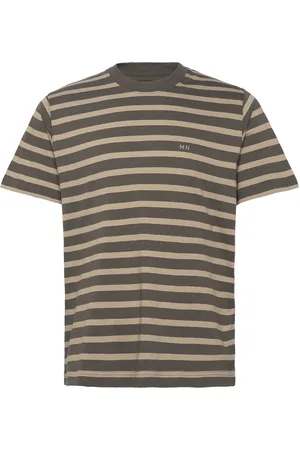 Mads Norgaard Cotton Jersey Stripe Frode Tee Tops T-Kortærmet Skjorte Green