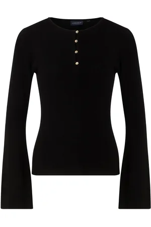Lexington Ellinor Merino Wool Blend Knitted Sweater Tops Knitwear Jumpers Black