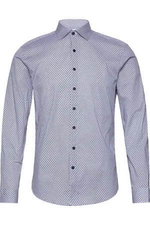 Lindbergh Aop Superflex Shirt L/S Tops Shirts Casual Blue