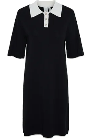 Y.A.S Mille Ss Knit Dress Dresses Knitted Dresses Black