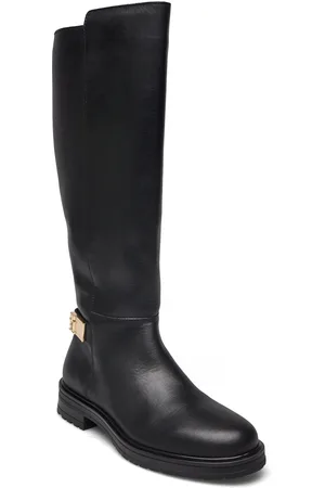 Tommy Hilfiger Th Logo Leather Long Boot Lange Støvler Black