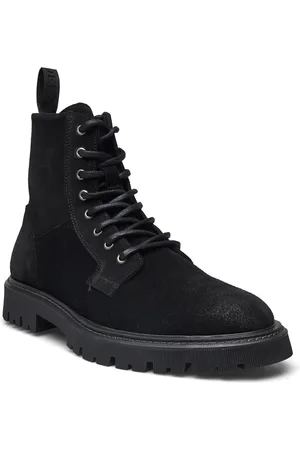 Les Deux Tatum Suede Lace-Up Boot Snørestøvler Black