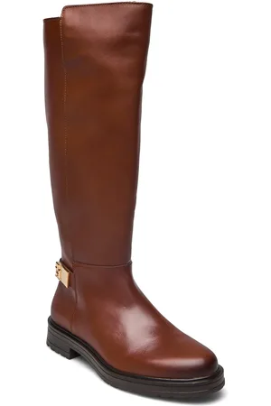 Tommy Hilfiger Th Logo Leather Long Boot Lange Støvler Brown