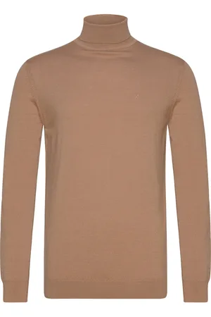 Clean Cut Merino Wool Roll Tops Knitwear Turtlenecks Beige