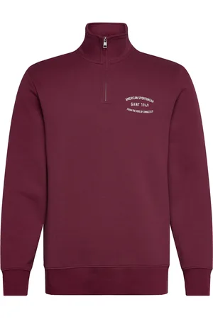 GANT Small Graphic Sweat Half Zip Tops Knitwear Half Zip Jumpers Red