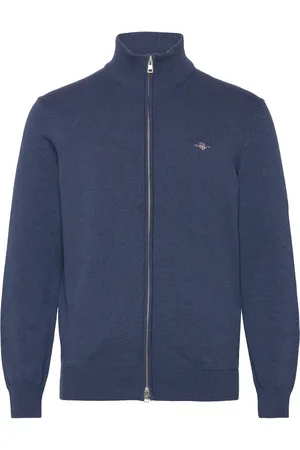 GANT Casual Cotton Zip Cardigan Tops Knitwear Full Zip Jumpers Blue