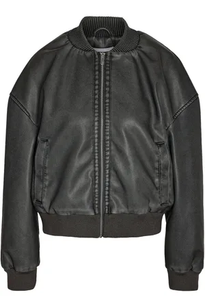 Noisy May Nmdixie Pu L/S Washed Bomber Jacket Læderjakke Skindjakke Black