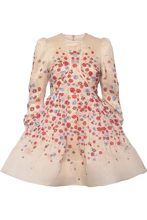 By Malina Leoni Silk Blend Mini Dress Designers Short Dress Cream