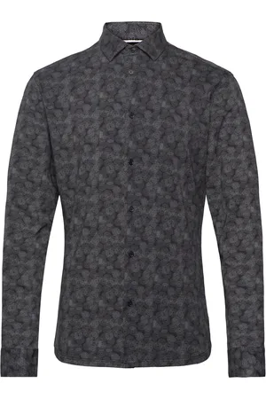 Clean Cut Clean Formal Aop Stretch Shirt Ls Tops Shirts Casual Grey