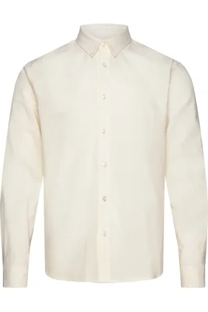 Clean Cut Cotton / Linen Shirt L/S Tops Shirts Casual Cream