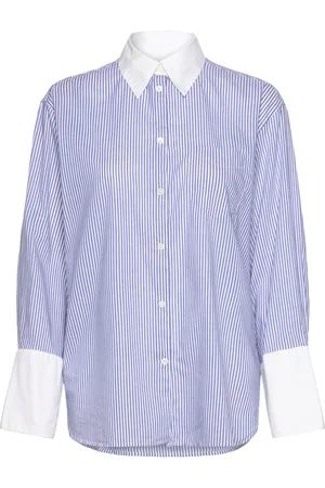 GANT Rel Contrast Collar Striped Shirt Tops Shirts Long-sleeved Blue