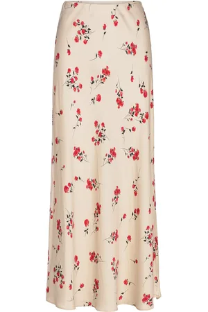 French Connection Floramour Ennis Satin Long Skt Skirts Knee-length & Midi Skirts Cream