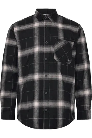 Clean Cut Michael Check Flannel Shirt Ls Tops Shirts Casual Black