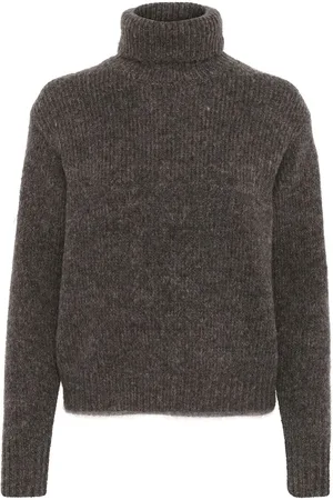 Kaffe Katrina Ls Pullover Tops Knitwear Turtleneck Brown
