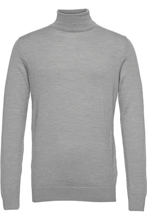 Clean Cut Merino Wool Roll Tops Knitwear Turtlenecks Grey
