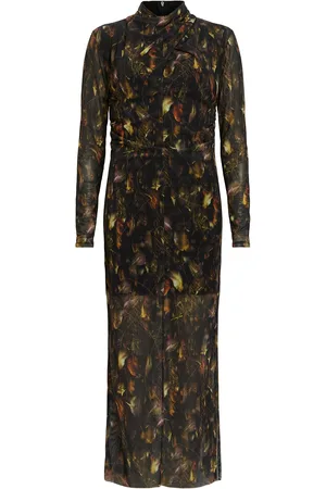 AllSaints Tia Mesh Dress Maxikjole Festkjole Brown