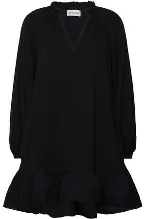 By Malina Alva Frill Detailed Mini Dress Designers Short Dress Black