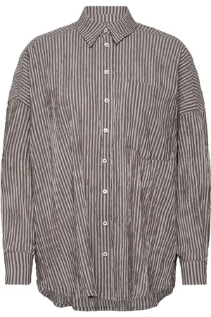 Mads Norgaard Crinckle Pop Nelly Shirt Tops Shirts Long-sleeved Black