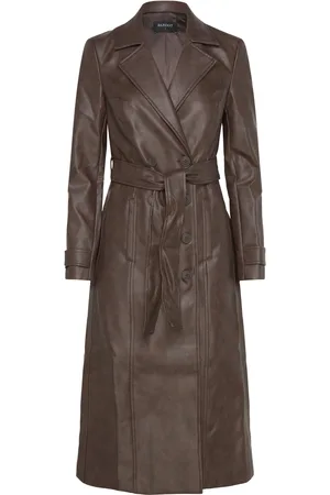 Bardot Vegan Leather Trench Coat Læderjakke Skindjakke Brown