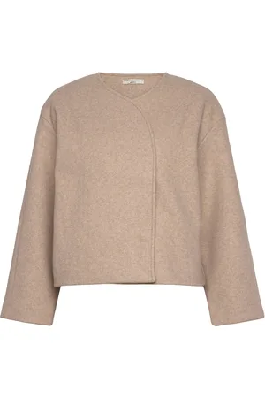 Gina Tricot Round Neck Short Jacket Uldjakke Jakke Beige