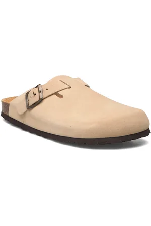 MANGO Leather Clogs With Buckle Shoes Clogs Beige