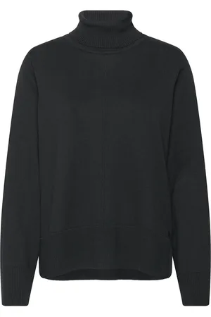 Cream Cranva Rollneck Pullover Tops Knitwear Turtleneck Black