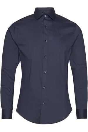Clean Cut London Stretch Nano Shirt L/S Tops Shirts Business Navy