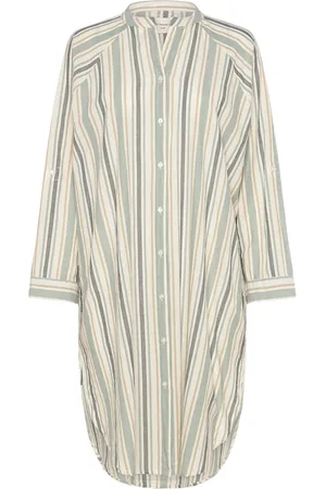 Moshi Moshi Mind Remain Shirtdress Stripe Knælang Kjole Green
