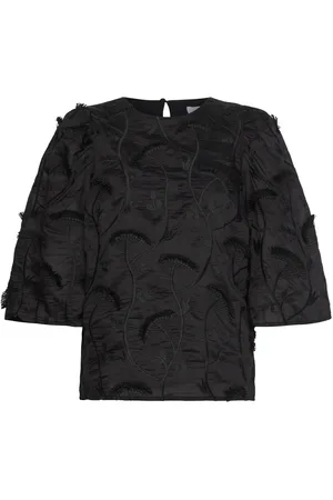 Minus Mspiper Round Neck Blouse Tops Blouses Short-sleeved Black