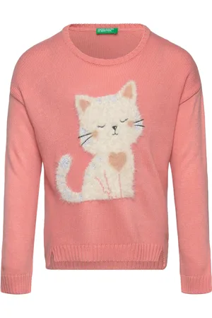 Benetton Sweater L/S Tops Sweatshirts & Hoodies Sweatshirts Pink