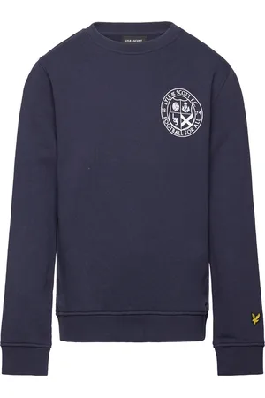 Lyle & Scott Football Logo Crew Neck Sweatshirt Tops Sweatshirts & Hoodies Sweatshirts Navy