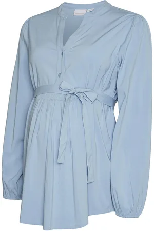 Mama;licious Mlelva Lia L/S Wo Top 2F Tops Blouses Long-sleeved Blue