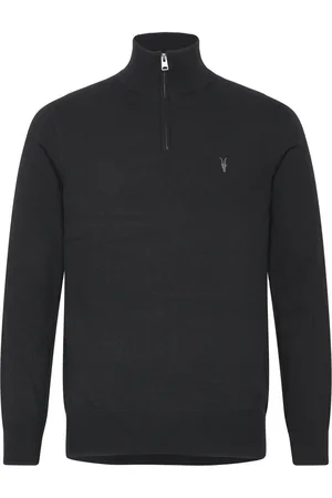 AllSaints Kilburn Zip Funnel Tops Knitwear Half Zip Jumpers Black