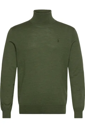 Ralph Lauren 2/30 Merino Wl Rws-Lsl-Plo Tops Knitwear Turtlenecks Green