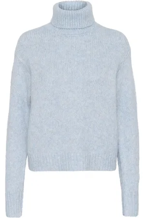 Kaffe Katrina Ls Pullover Tops Knitwear Turtleneck Blue