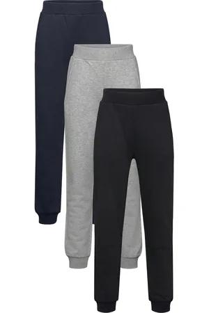Lindex Trousers Basic Solid 3 Pack Bottoms Sweatpants Black
