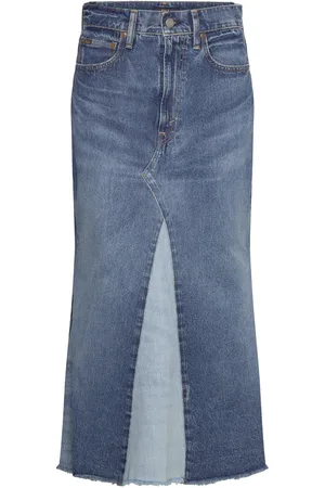 Ralph Lauren Deconstructed Patchwork Denim Skirt Skirts Knee-length & Midi Skirts Blue