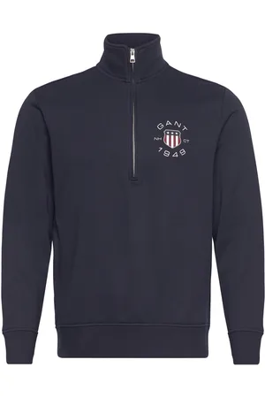 GANT Print Half Zip Tops Knitwear Half Zip Jumpers Navy